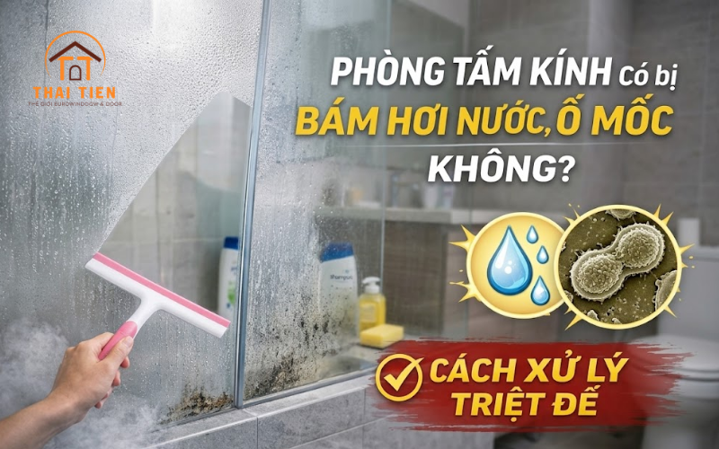 Phòng tắm kính có bị bám hơi nước, ố mốc không? Cách xử lý triệt để